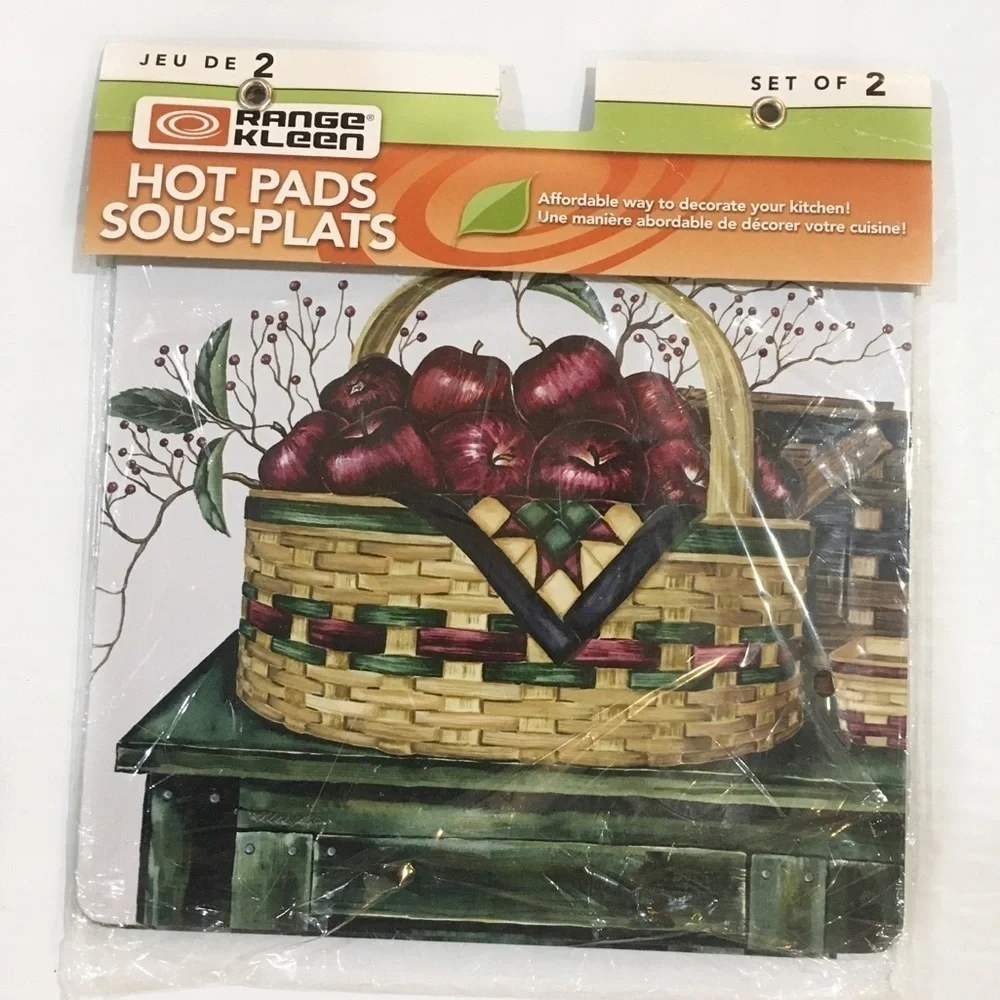 Basket of Apples Hot Pad Trivet Set of 2